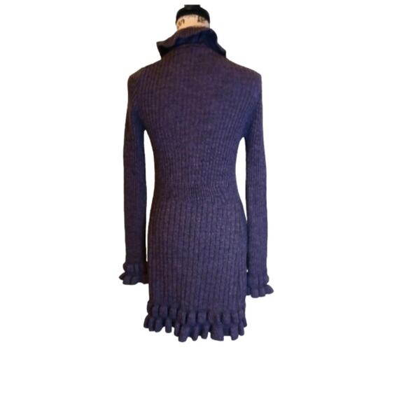 Elisabetta purple cable knit Made in Italy mohair blend ruffle cardigan.… - Picture 2 of 7